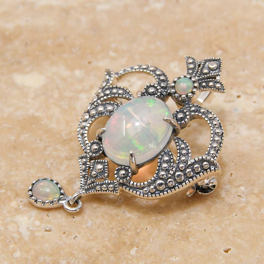 ルコリエ限定 碌山 エチオピアン オパール ブローチ ペンダント