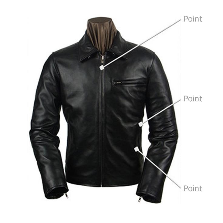 Horn Works 本革 襟付きシングルライダースジャケット メンズ ホーン