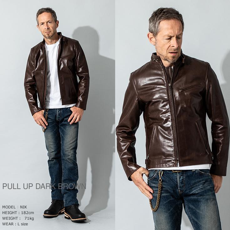 Liugoo Leathers 本革 シングルライダースジャケット メンズ