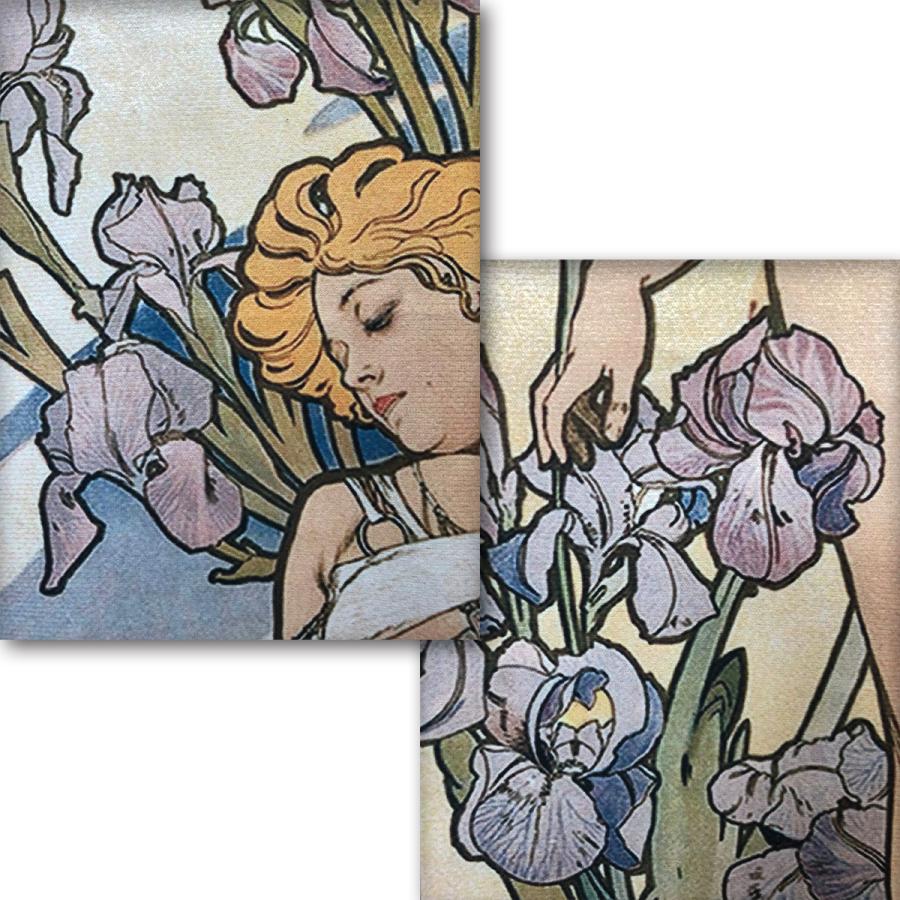 アルフォンス・ミュシャ 四つの花『アイリス』 シルクスクリーン（孔