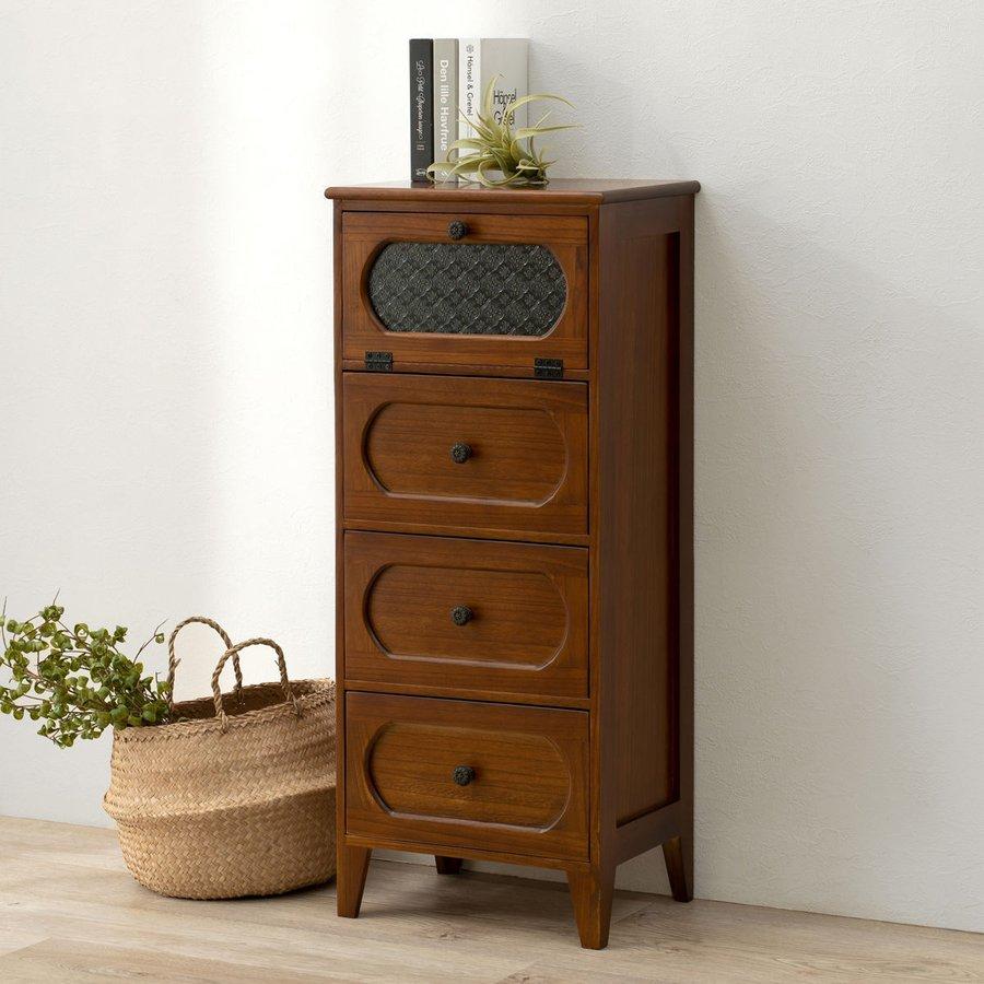 チェスト】木製 トールペイント シャビーシック 3段収納 花台