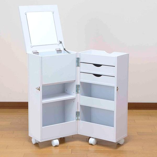 コスメボックス 幅32cm ミラー付き 収納ワゴン キャスター付き コスメ