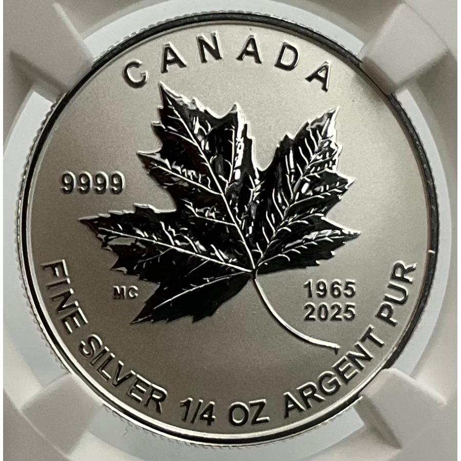 2025年 カナダ メイプルリーフ 1/4oz 3ドル 銀貨 エリザベス2世 NGC