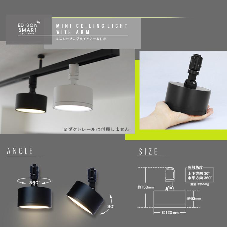 エジソンスマートミニシーリングライト ウッド調 アーム付き(ダクト