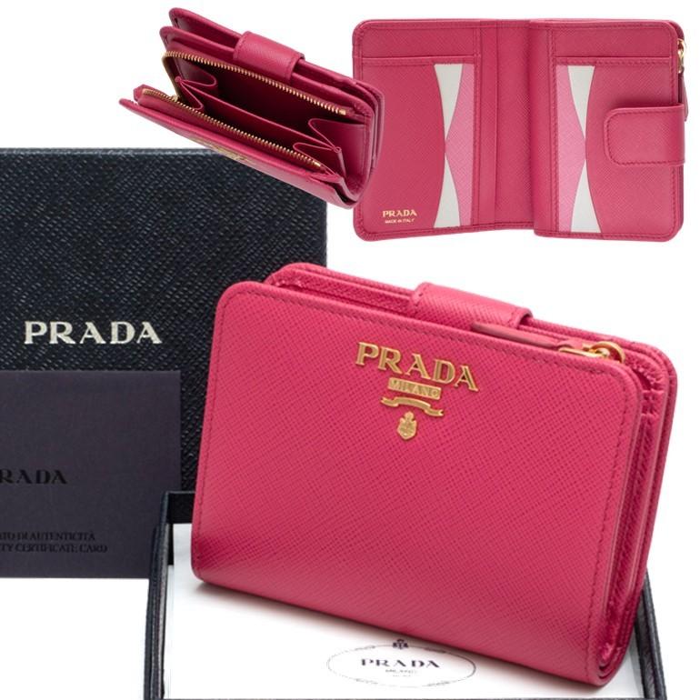 PRADA（プラダ） サフィアーノ 手帳型ミニ財布 内側マルチカラー二