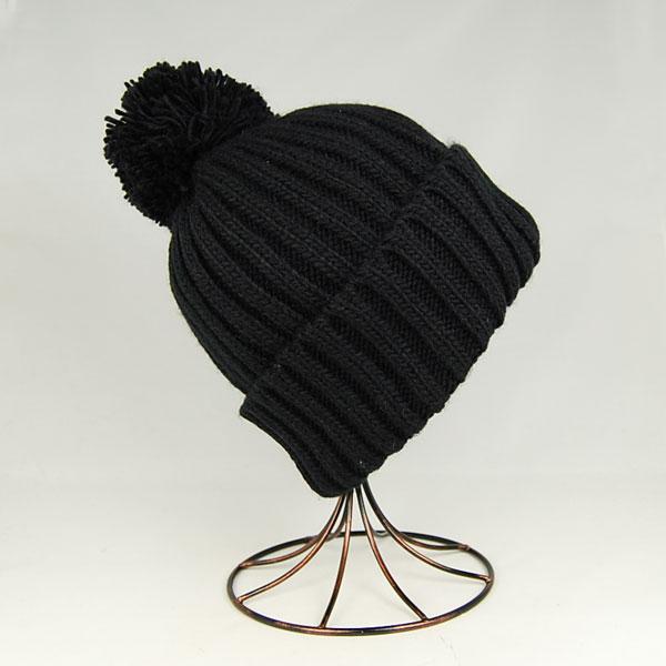 ポンポンニットワッチ ボンボン付きニット帽 黒 : 帽子専門店 LION-DO