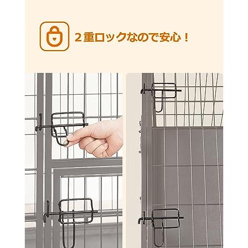 FEANDREA 犬 ケージ 大型犬用 ダブルドア付き トレー付き ペットケージ