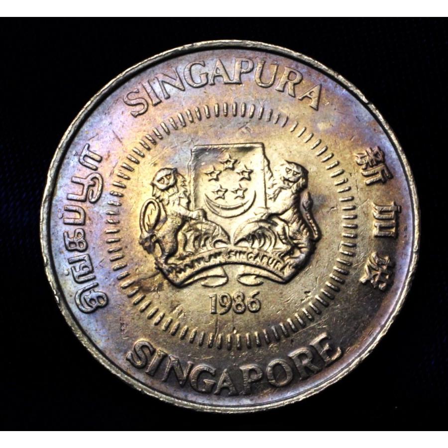 シンガポール 50セント 硬貨 コイン 1986年銘 パープルトーン : エルズ