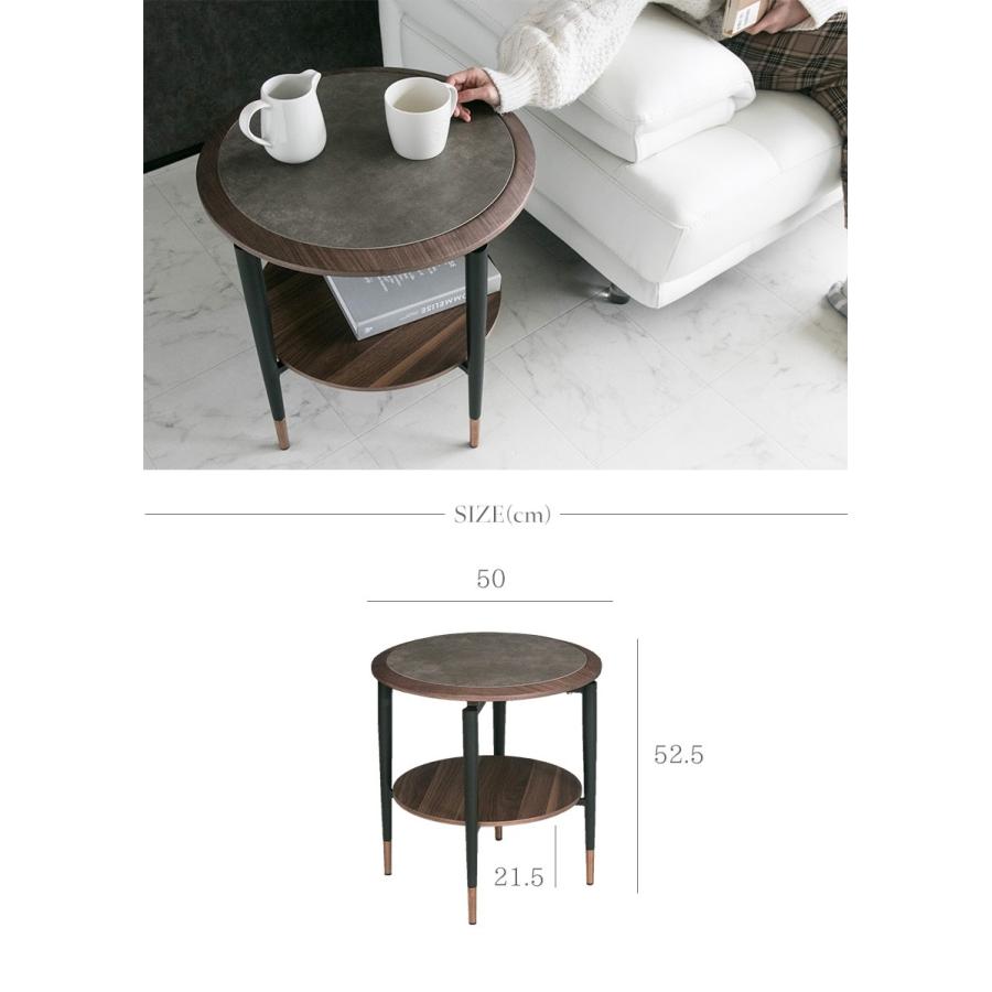 k467r118 エレガントな大理石天板のラウンドコンソール・サイド