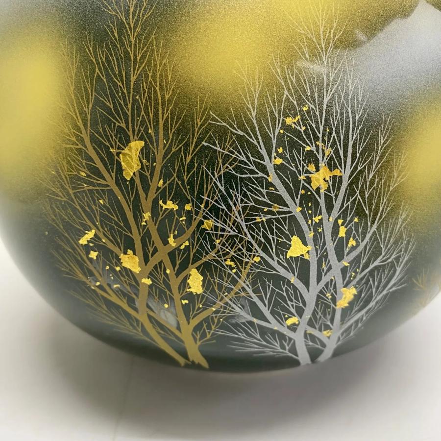 九谷焼 勇峰作 金彩 花瓶 共箱付 壺 花入れ 陶器 花器 和モダン 置物