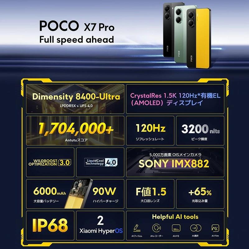 Xiaomi（シャオミ） Xiaomi POCO X7 Pro 512GB SIMフリー イエロー