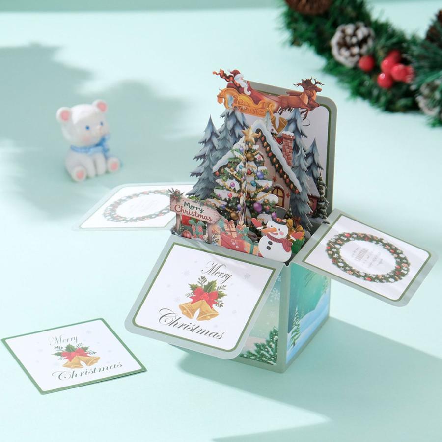 クリスマス ポップアップ カード+ミニ メッセージ カード+ 封筒 セット