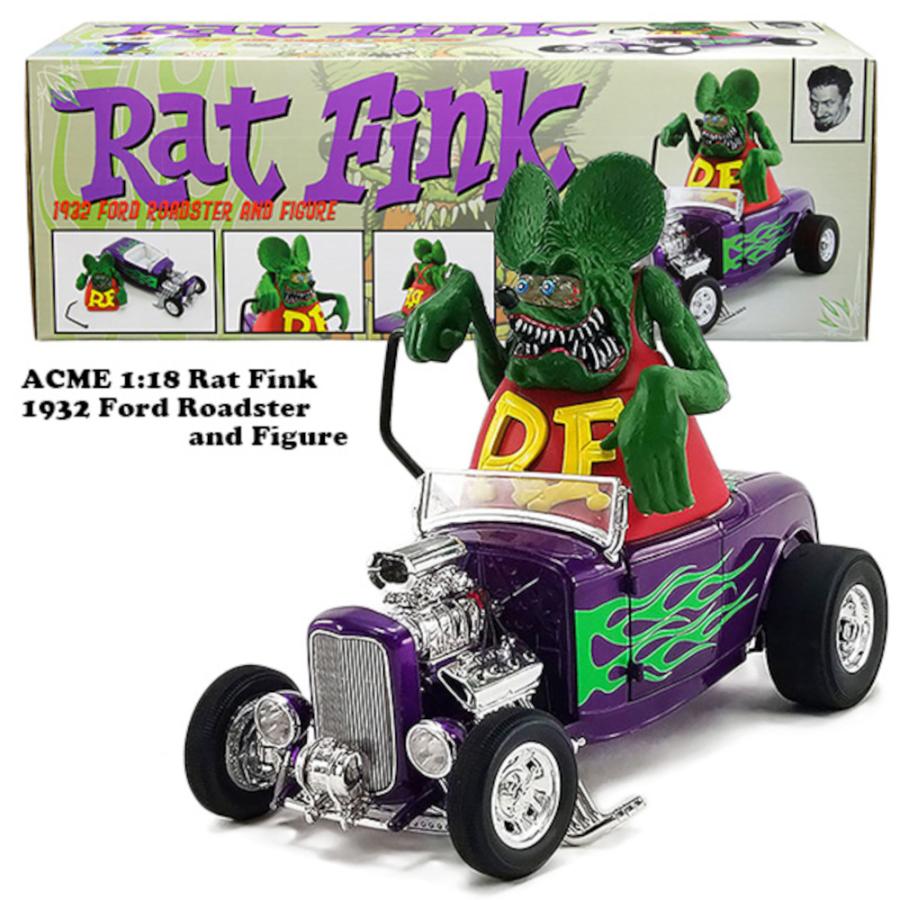 ACME 1:18 RAT FINK 1932 FORD BLOW HOT ROD ROADSTER with FIGURE