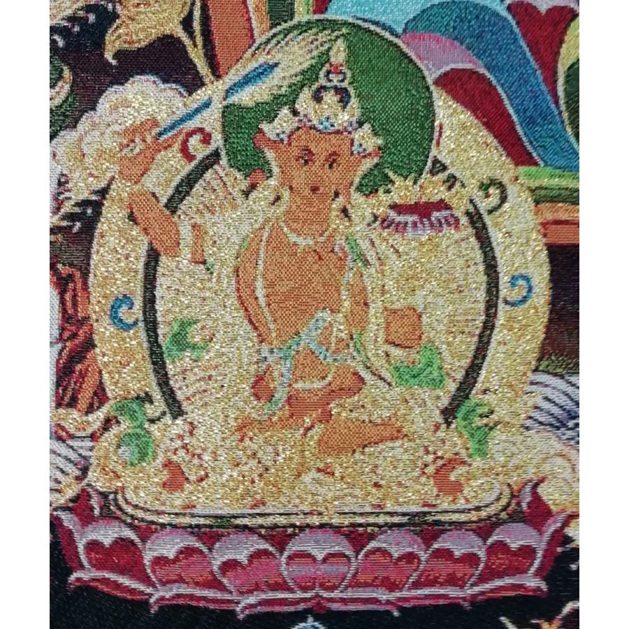 仏教美術 チベットタンカ 四臂観音像 絹本彩色 肉筆 仏画 タンカ 額装