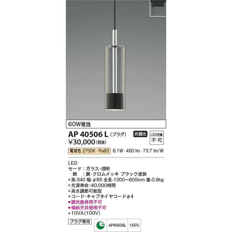 KOIZUMI（コイズミ） コイズミ照明 AP40506L ペンダント Chrome×Black