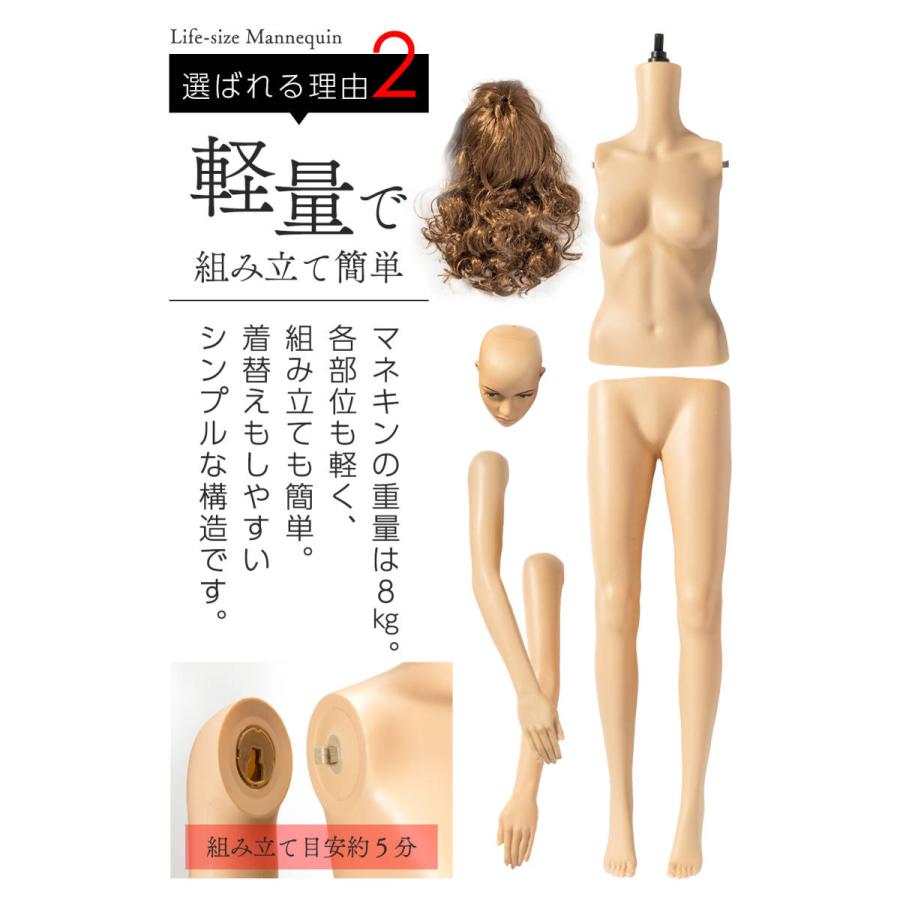 等身大 マネキン 女性 身長175cm B82cm×W61cm×H86cm カツラ&スタンド