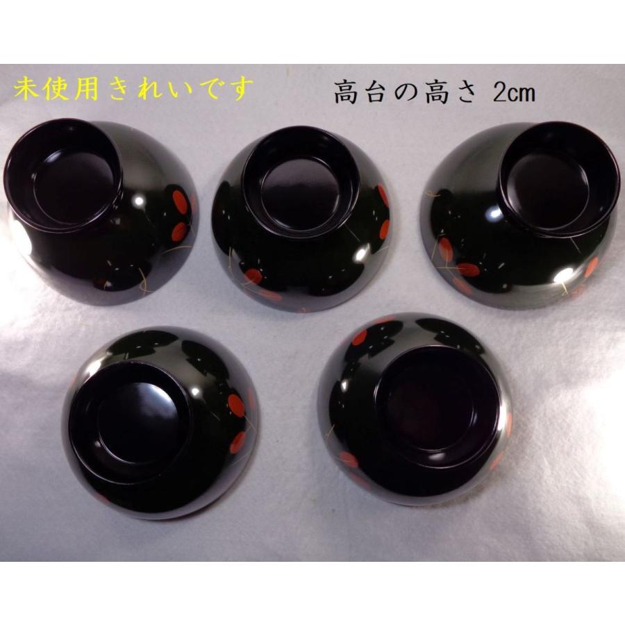 ほぼ未使用 懐石道具 木製溜塗 金彩紅葉蒔絵 吸物椀5客組 共箱