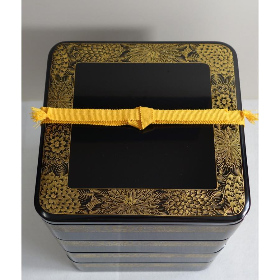 未使用 輪島塗 沈金 菊文様 菊帯 四段 黒帯沈金 布着せ 本堅地 豪華