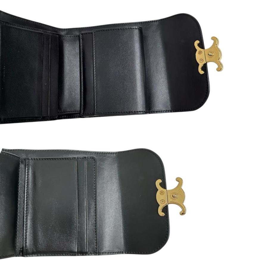 CELINE（セリーヌ） トリンオフ 三つ折り財布 レザー 黒 レディース