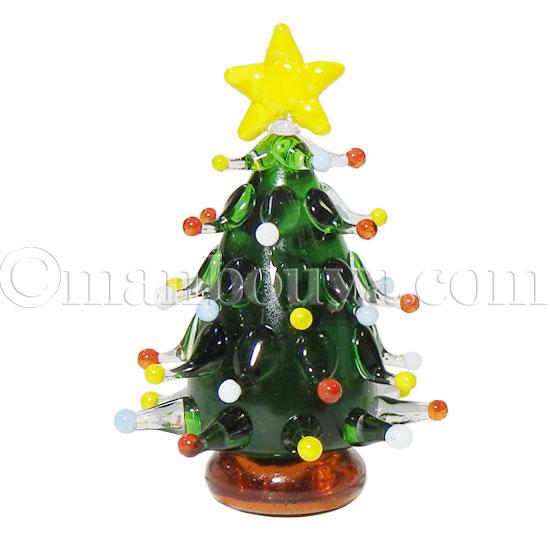 クリスマスツリー ミニチュア ガラス細工 飾り グラススクエア ドット