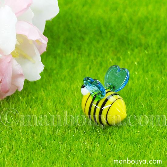 蜂 ミニチュア ガラス細工 昆虫 グッズ 置物 飾り グラススクエア プチ