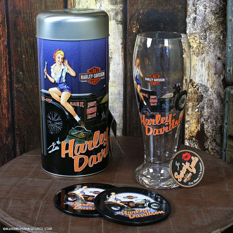 A1 HARLEY-DAVIDSON サービギャル グラス＆コースター ギフトセット Jo