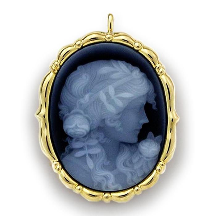 カメオパトリシア K18 ヴィンテージ ブローチ 女性の横顔