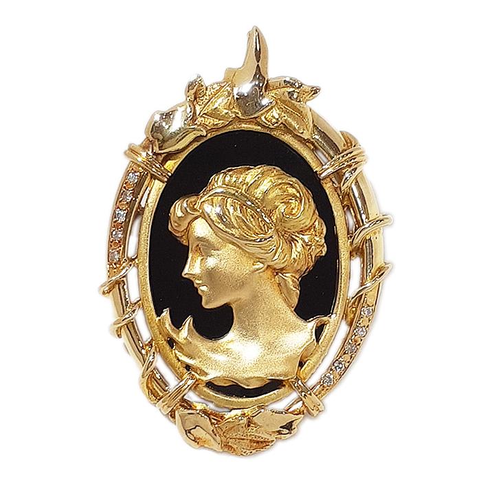 K18カメオブローチ 女性の肖像