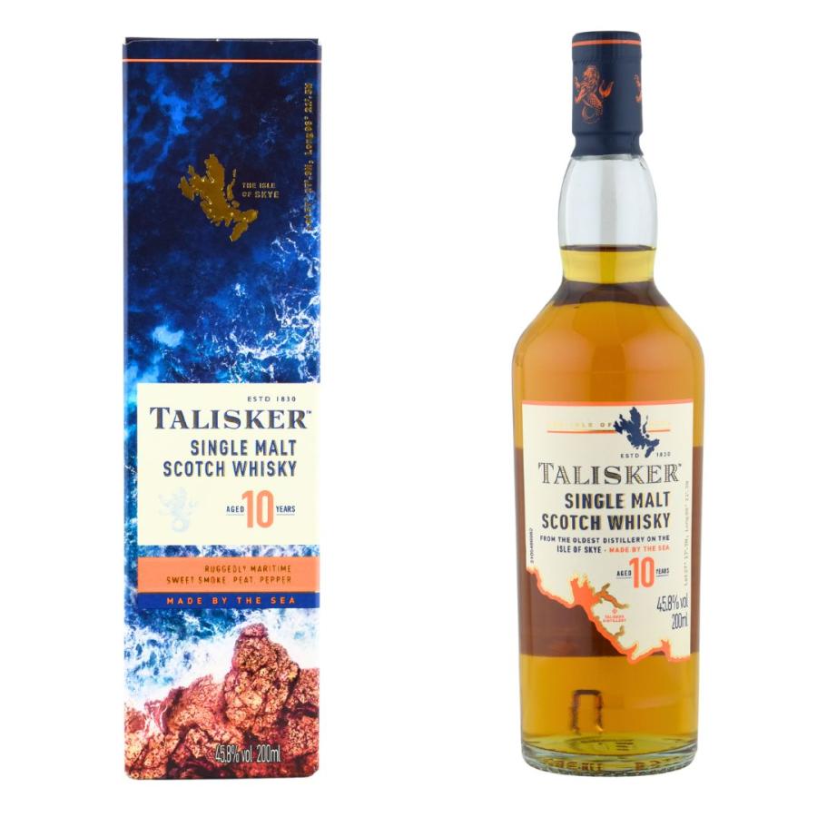 ウイスキー 45.8度 タリスカー 10年 200ml×1本 箱付 ミニボトル : 酒
