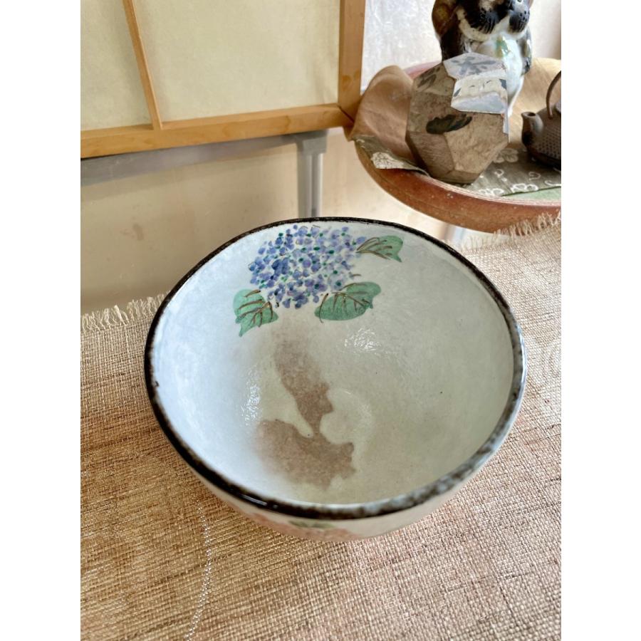 抹茶茶碗 京焼 平安 浅見与し三造 金彩 『色絵 紫陽花』 茶道具 吉峯窯