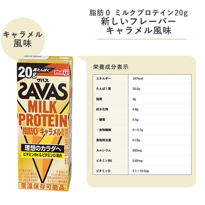 ザバス SAVAS キャラメル味 ミルクプロテイン 脂肪0 200ml × 24本 MILK