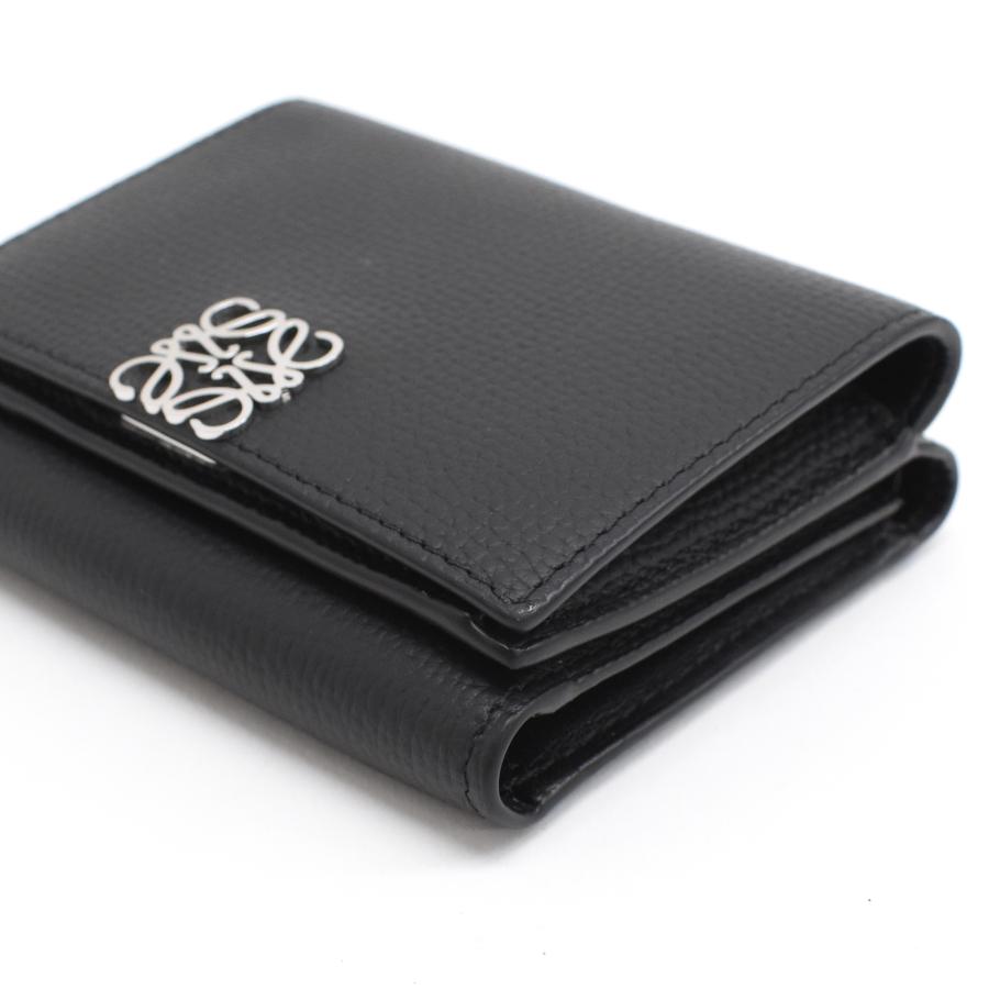 LOEWE（ロエベ） 三つ折り コンパクト財布 アナグラム レザー ブラック