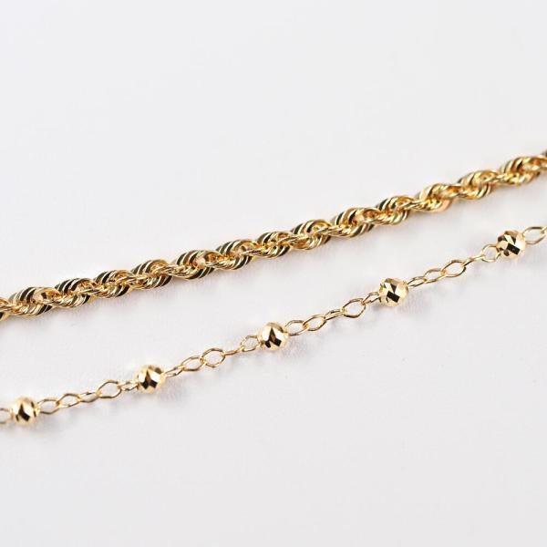 k18 ロープ チェーン シャイニーロープ 18k チェーンブレスレット 2連