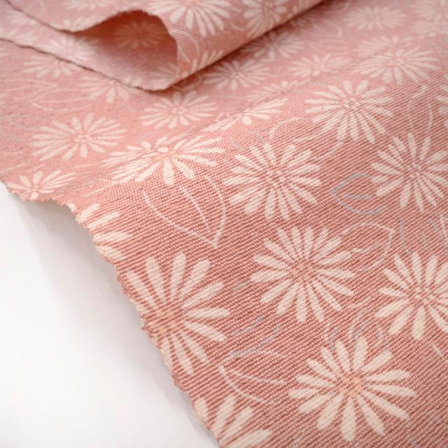 すごい値！小紋 反物 着物 正絹 薄ピンク地 小花 小菊 染め柄 丹後