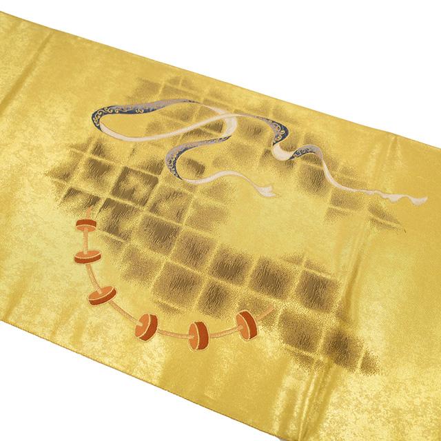 袋帯 フォーマル 未使用 正絹 金 引箔地 京都 西陣 落款有り 金糸