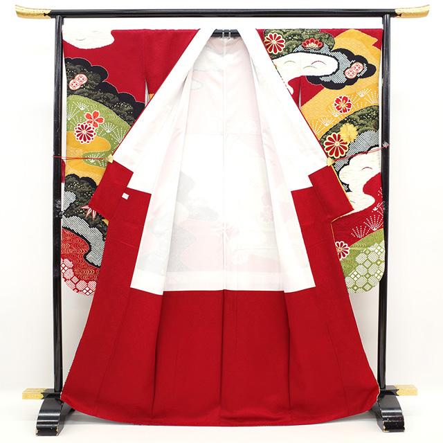 振袖 着物 金駒刺繍 赤 菊 桜 松 霞 花古典柄 成人式 二十歳 20歳 未
