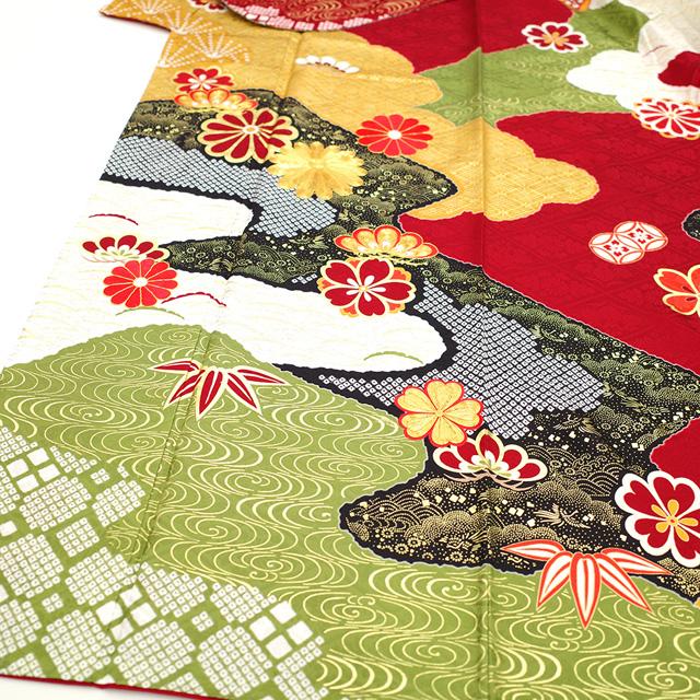 振袖 着物 金駒刺繍 赤 菊 桜 松 霞 花古典柄 成人式 二十歳 20歳 未