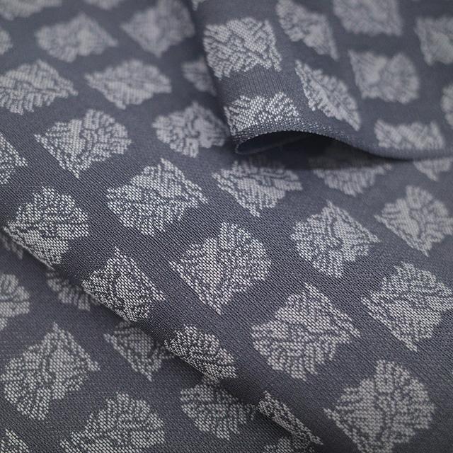 御召 着物 着尺 反物 正絹 京都 西陣 お召 先染め 織り柄 濃グレー