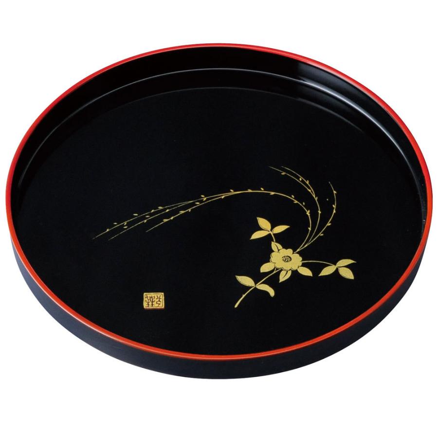 漆器 円形盆 19枚セット 金色花柄 漆器 円形盆 19枚セット 金色花柄
