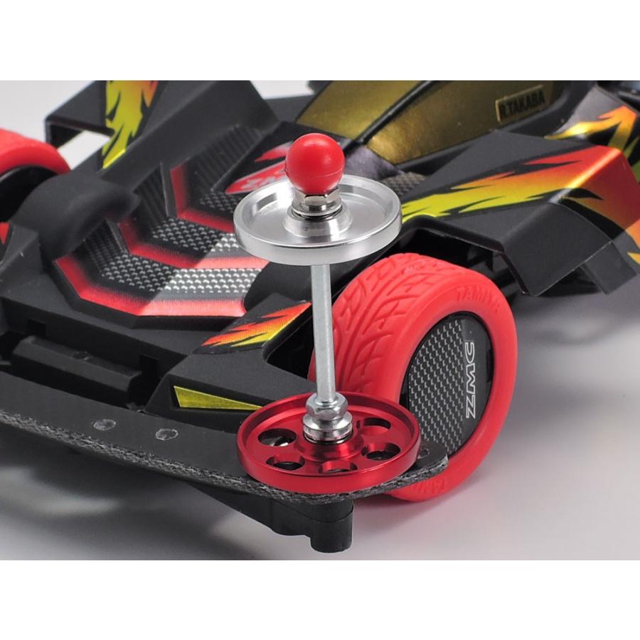 ミニ四駆 軽量13mmオールアルミベアリングローラー(レッド)2段 赤