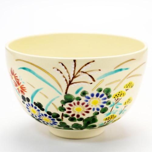 抹茶茶碗 色絵 秋草 志峰作 秋物 茶道具 陶磁器 茶の湯用品 お点前用