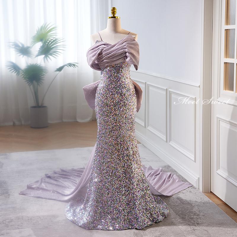 高級 コンテストドレス マーメイド/パーティ/スパンコール 紫
