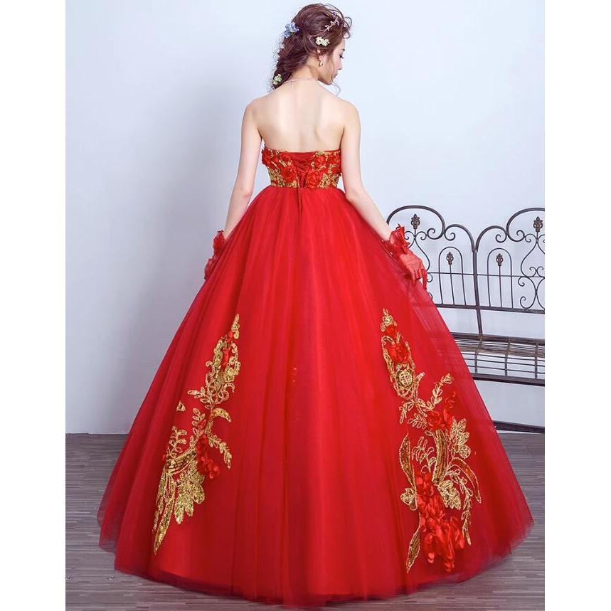 カラードレス ロングドレス レッド マタニティドレス エンパイア 赤