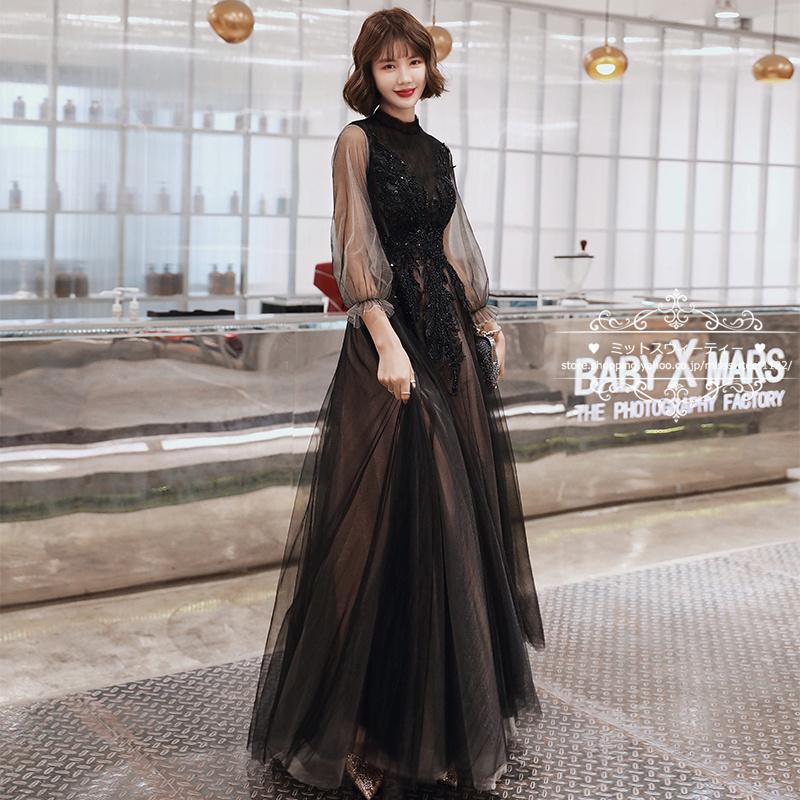 カラードレス 編み上げ パーティードレス フォーマルドレス ロング