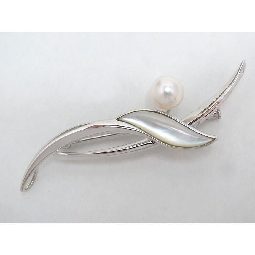アコヤ真珠/白蝶貝 ブローチ パール 真珠 ギフト y-b-142 : 三重県真珠