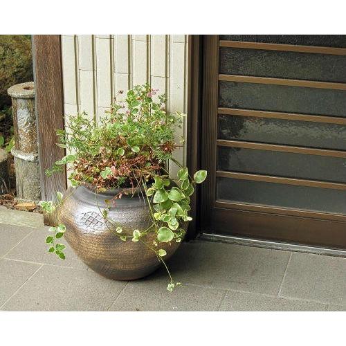 箕面焼 壺 花瓶 ポイント12倍]信楽焼 大きな 花瓶 萌黄 20号 おしゃれ