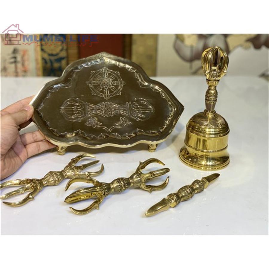 ◇チベット密教法具セット◇金剛盤&独鈷杵&三鈷杵&五鈷杵&金剛鈴