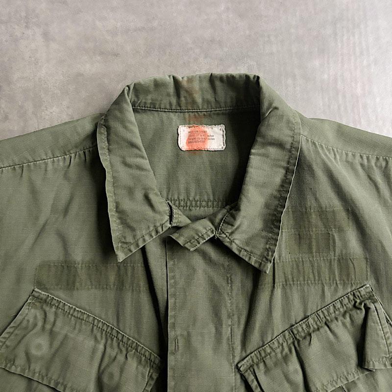 70'S U.S ARMY 5th Jungle Fatigue Military Jacket Rip-Stop MEDIUM
