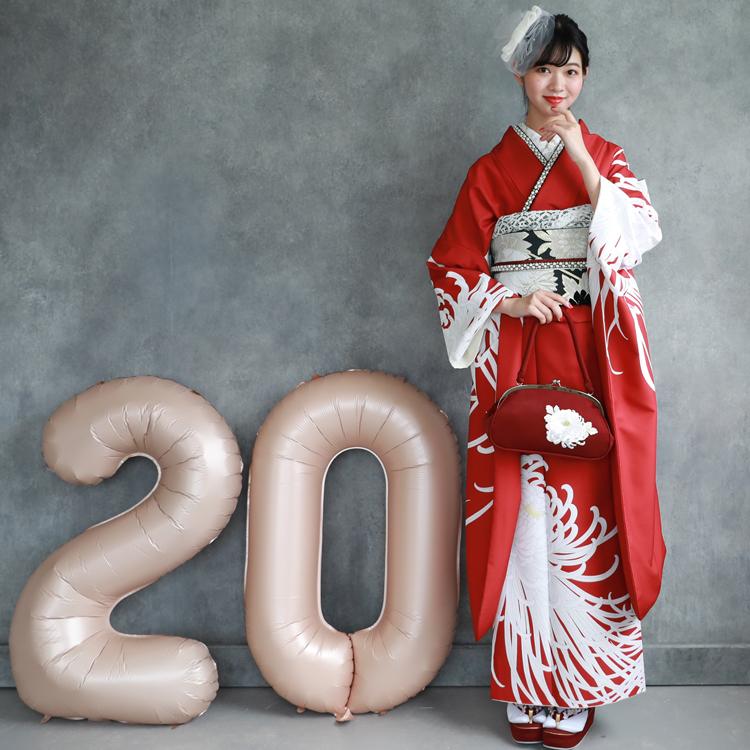 最大20日間レンタル 振袖 レンタル 成人式 赤 フルセットレンタル24点