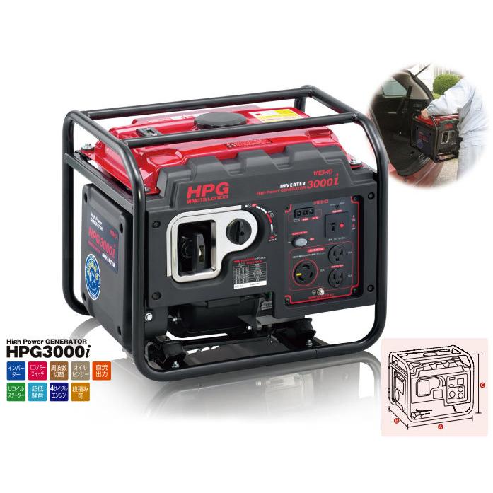 メーカー直送】HPG3000i ワキタ インバーター発電機(3kw